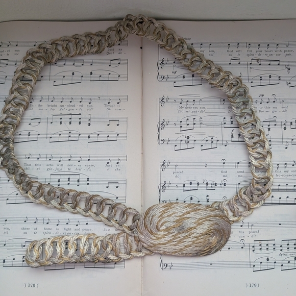 Elegant Gold and Silver Woven Metal Necklace And Matching Belt Made In Greece - Picture 9 of 11